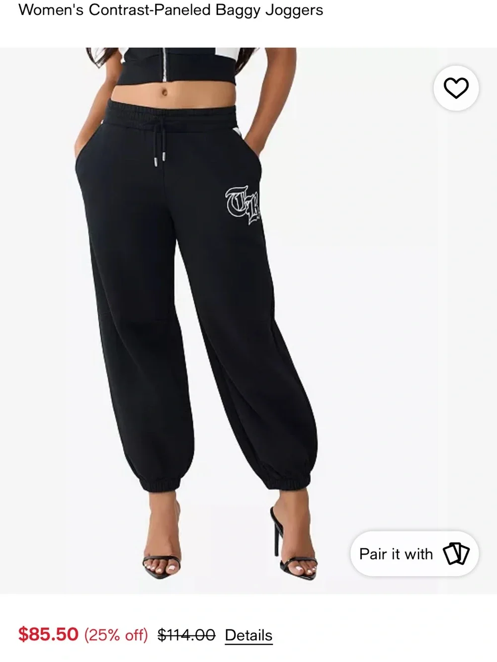 NWT TRUE RELIGION Black Womens Logo Sweatpants (comes in a set)